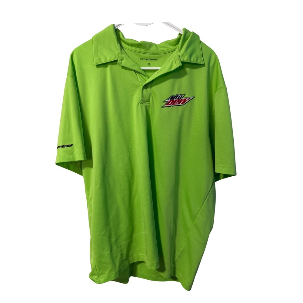 Port Authority Mountain Dew Polo Mens XL Green Embroidered